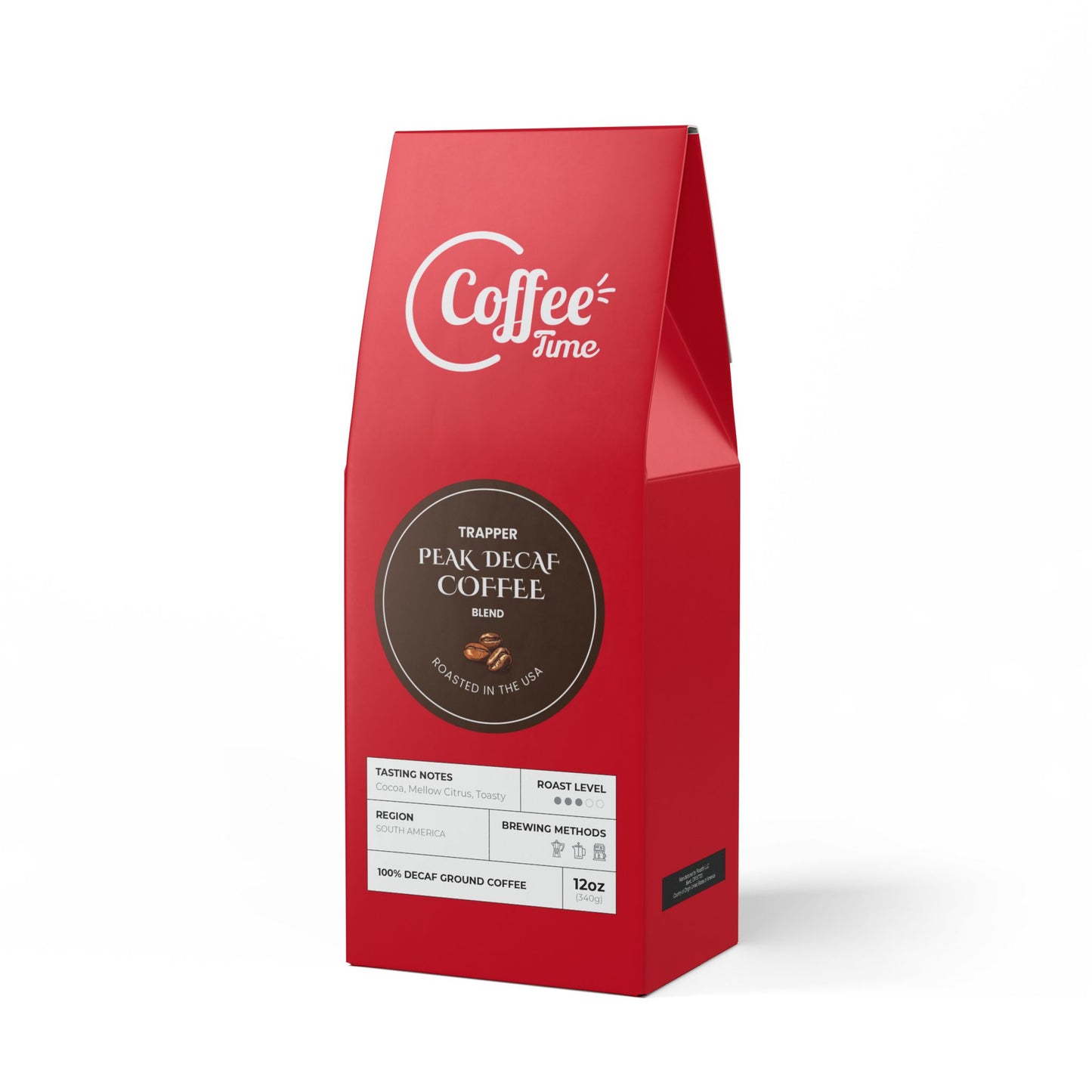 Trapper Peak Decaf Coffee Blend (Medium Roast) - Roasted with care in the USA.